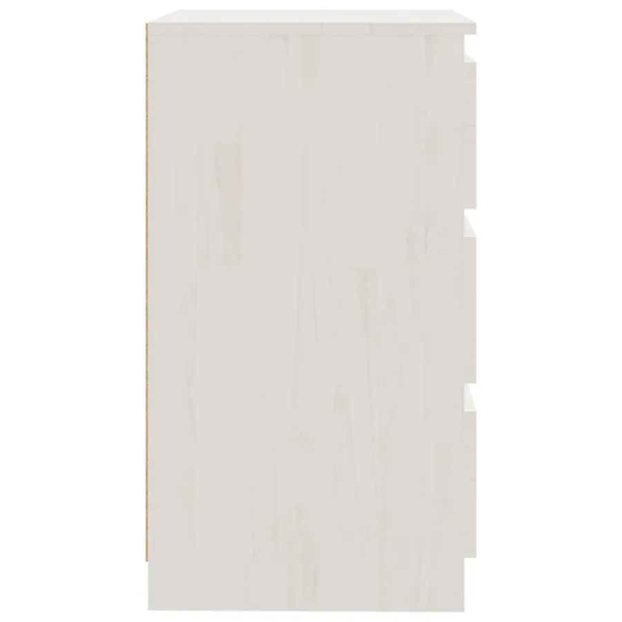 Table de chevet Blanc 60x36x64 cm Bois de pin massif - 5