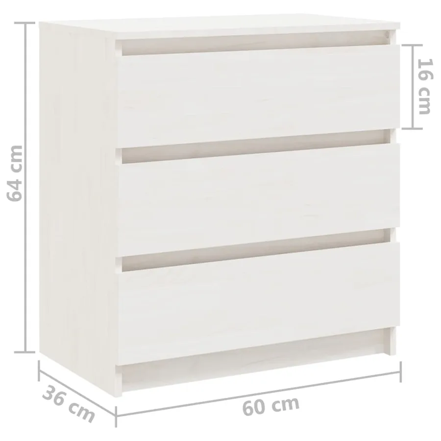 Table de chevet Blanc 60x36x64 cm Bois de pin massif - 9