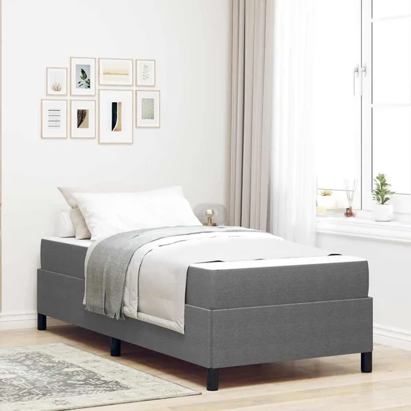 Cadre de lit avec matelas Gris clair 100 x 200 cm tissu