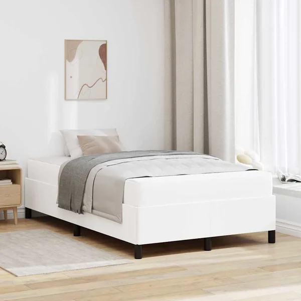 Cadre de lit avec matelas Blanc 120 x 200 cm tissu