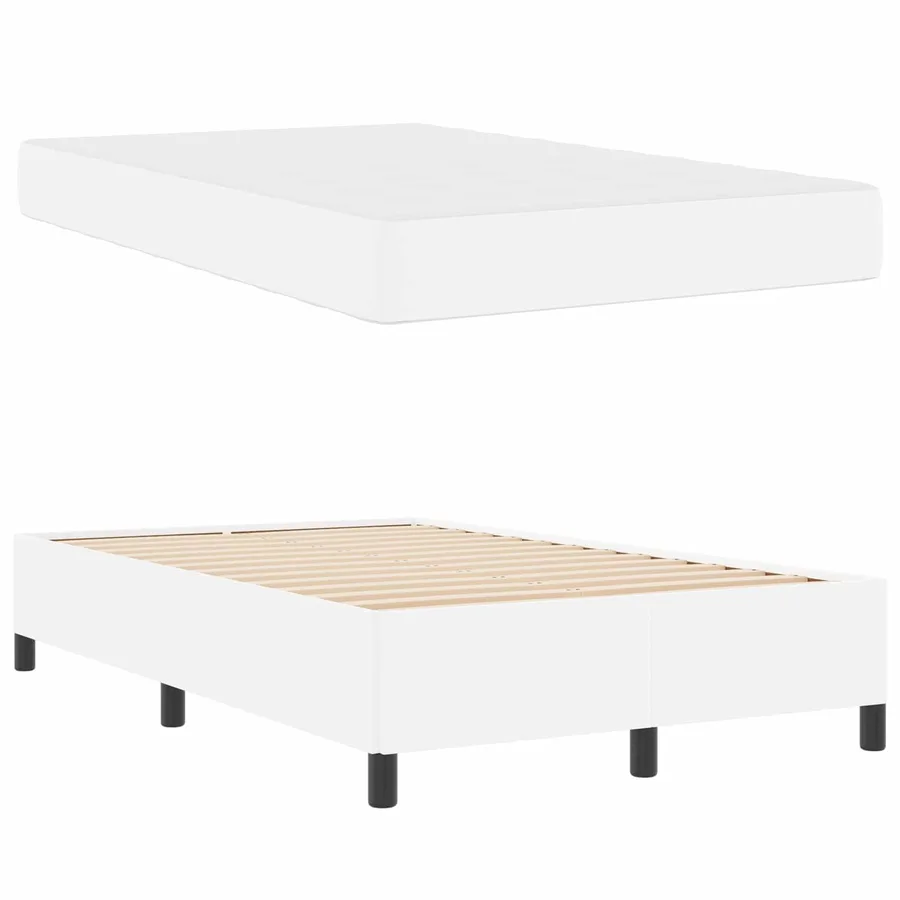 Cadre de lit avec matelas Blanc 120 x 200 cm tissu - 5