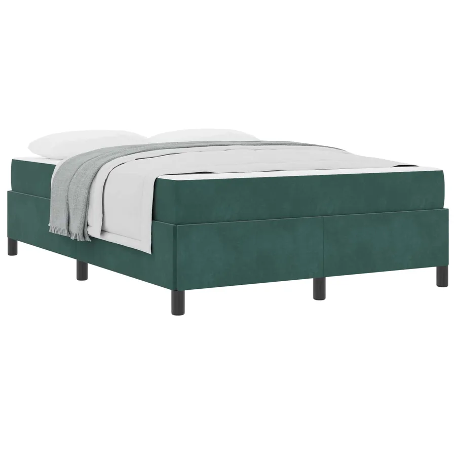 Cadre de lit avec matelas Vert foncé 140 x 190 cm tissu - 2