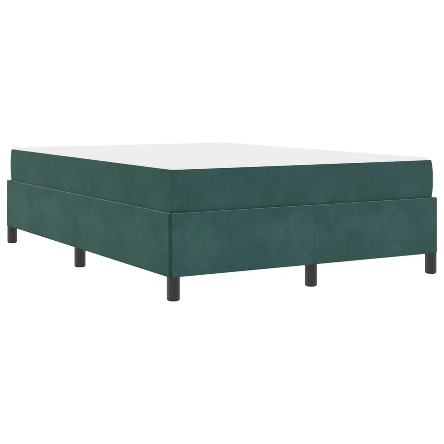 Cadre de lit avec matelas Vert foncé 140 x 190 cm tissu - 4