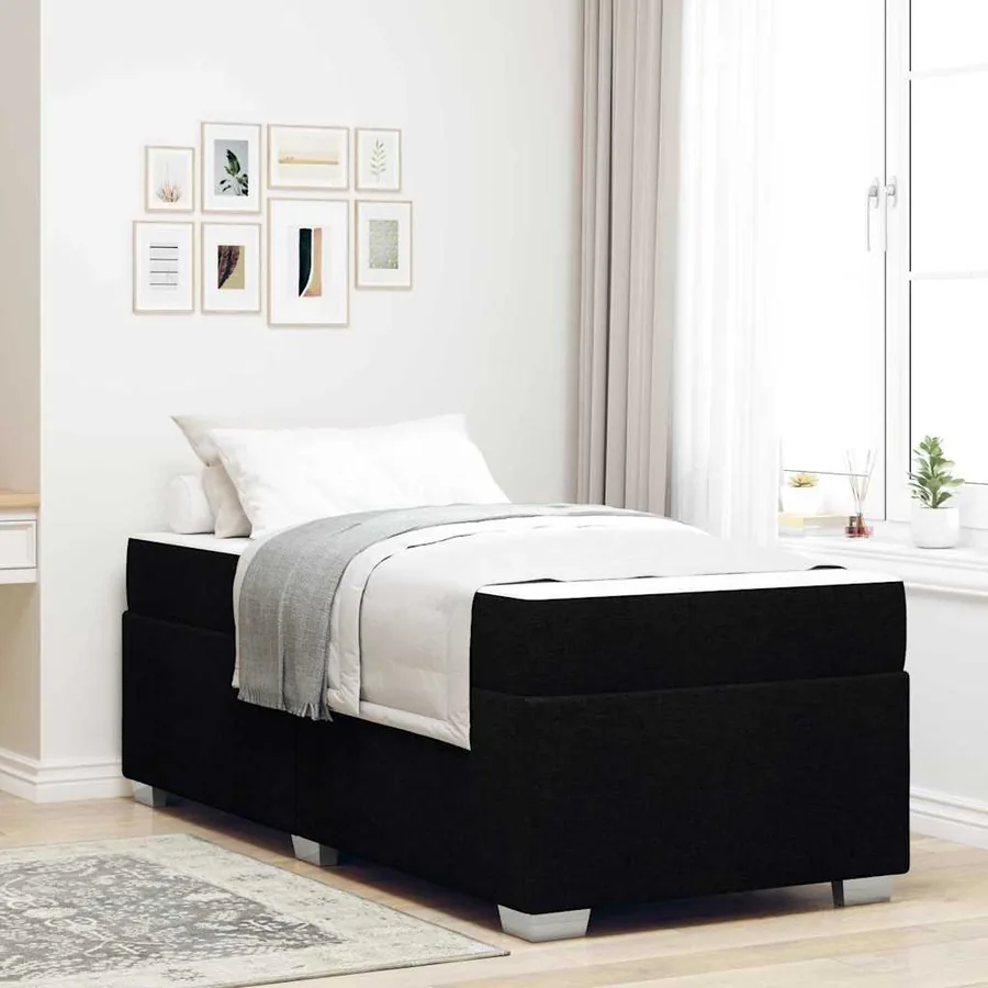 Cadre de lit avec matelas Noir 80 x 200 cm tissu