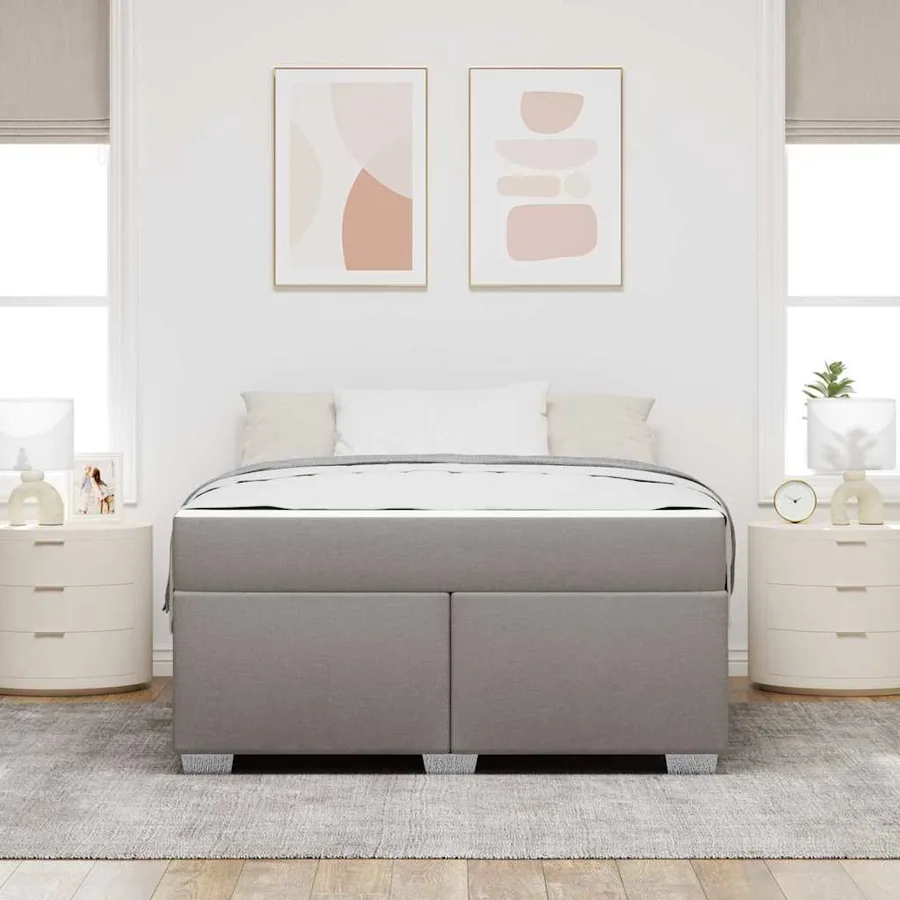 Cadre de lit avec matelas Taupe 160 x 200 cm tissu - 3