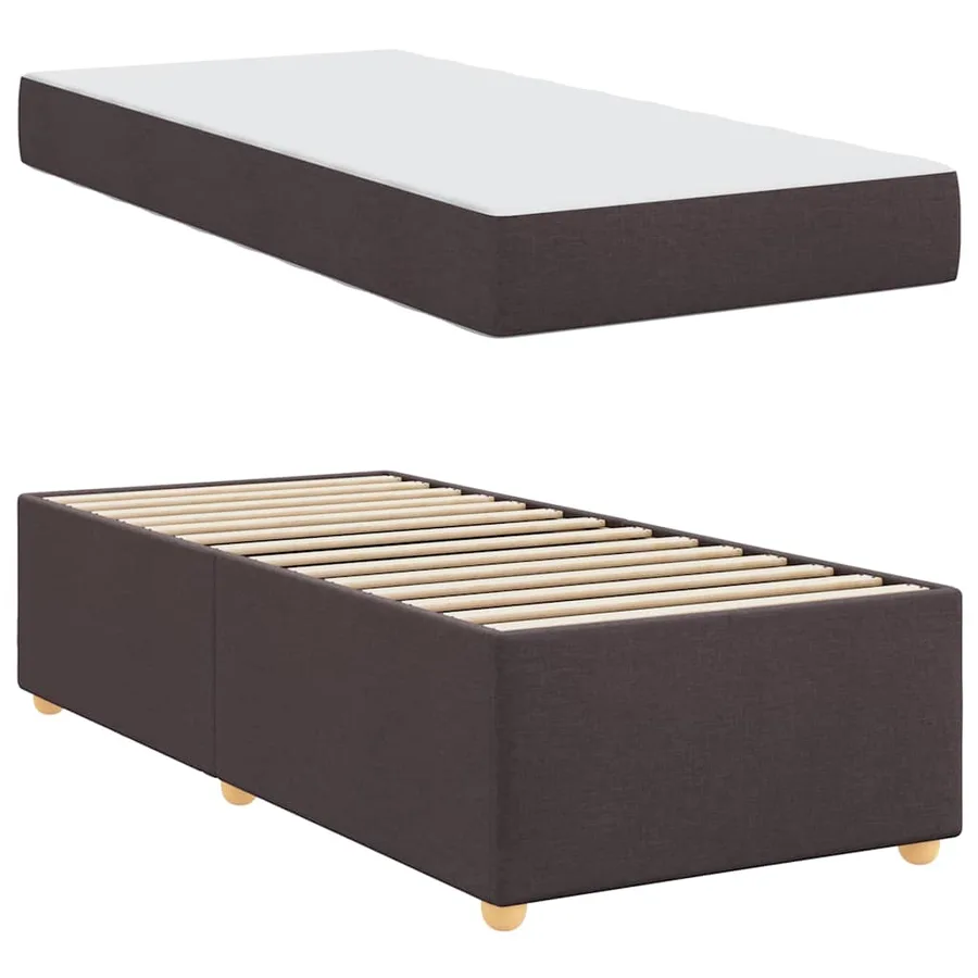 Cadre de lit avec matelas Marron foncé 90 x 200 cm tissu - 4