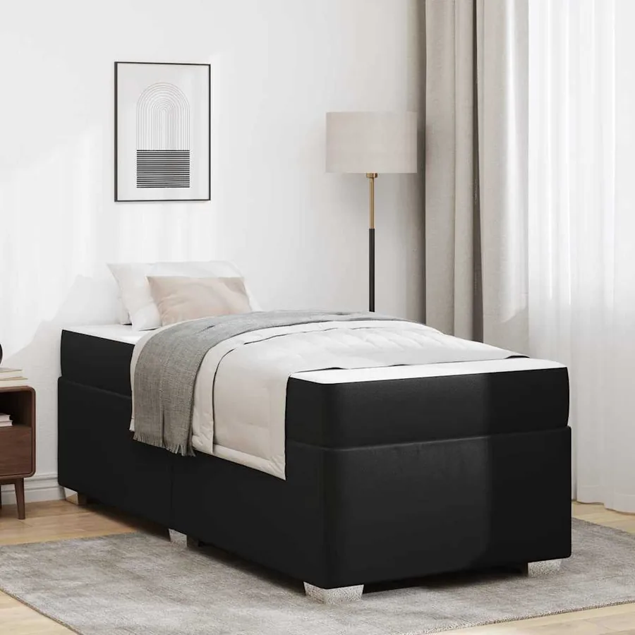 Cadre de lit avec matelas Noir 80 x 200 cm tissu