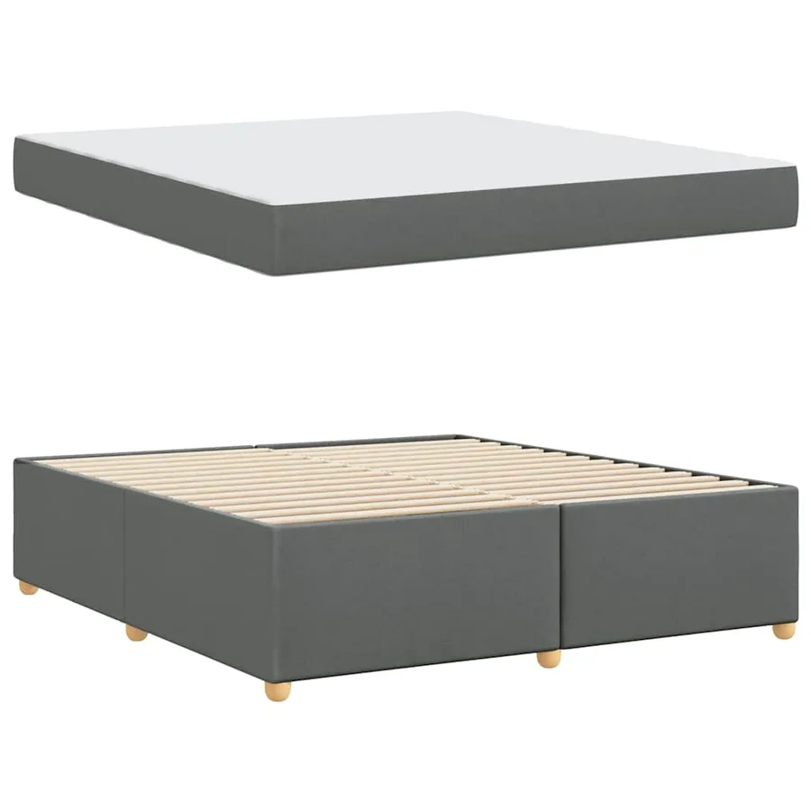 Cadre de lit avec matelas Gris foncé 180 x 200 cm tissu - 4