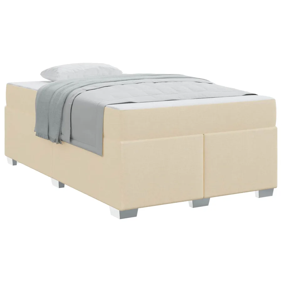 Cadre de lit avec matelas Crème 120 x 200 cm tissu - 2