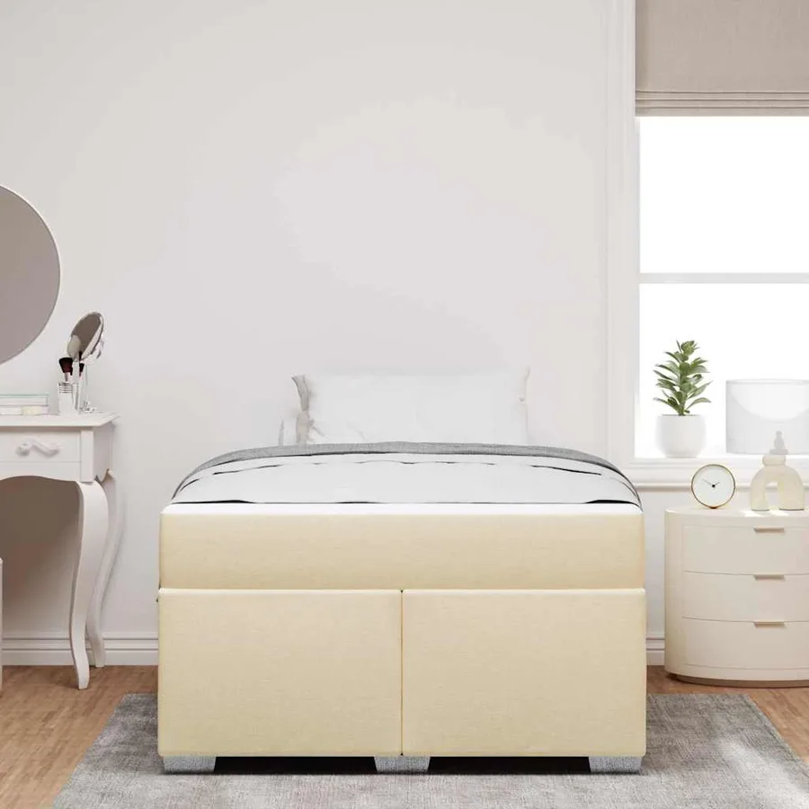 Cadre de lit avec matelas Crème 120 x 200 cm tissu - 3