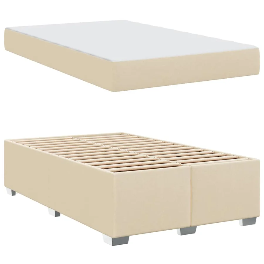 Cadre de lit avec matelas Crème 120 x 200 cm tissu - 4