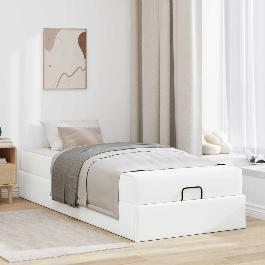 Cadre de lit avec matelas Autre 2 pcs Blanc PVC