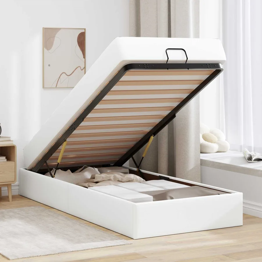 Cadre de lit avec matelas Autre 2 pcs Blanc PVC - 4