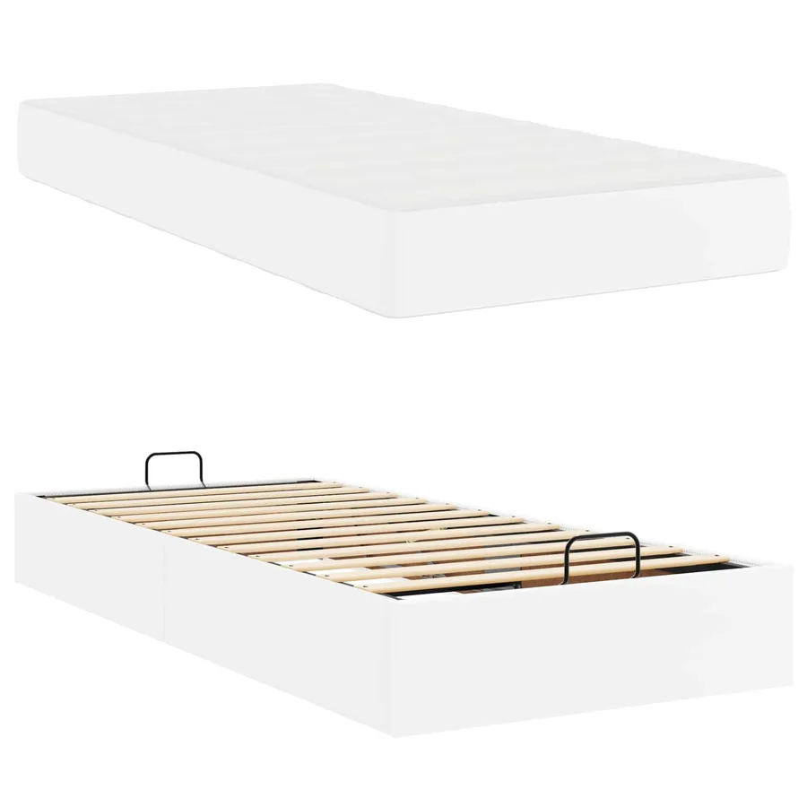 Cadre de lit avec matelas Autre 2 pcs Blanc PVC - 5