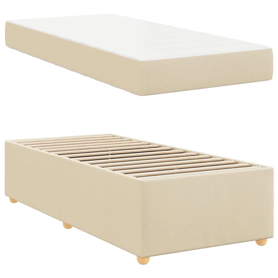 Cadre de lit avec matelas Crème 80 x 200 cm tissu - 5