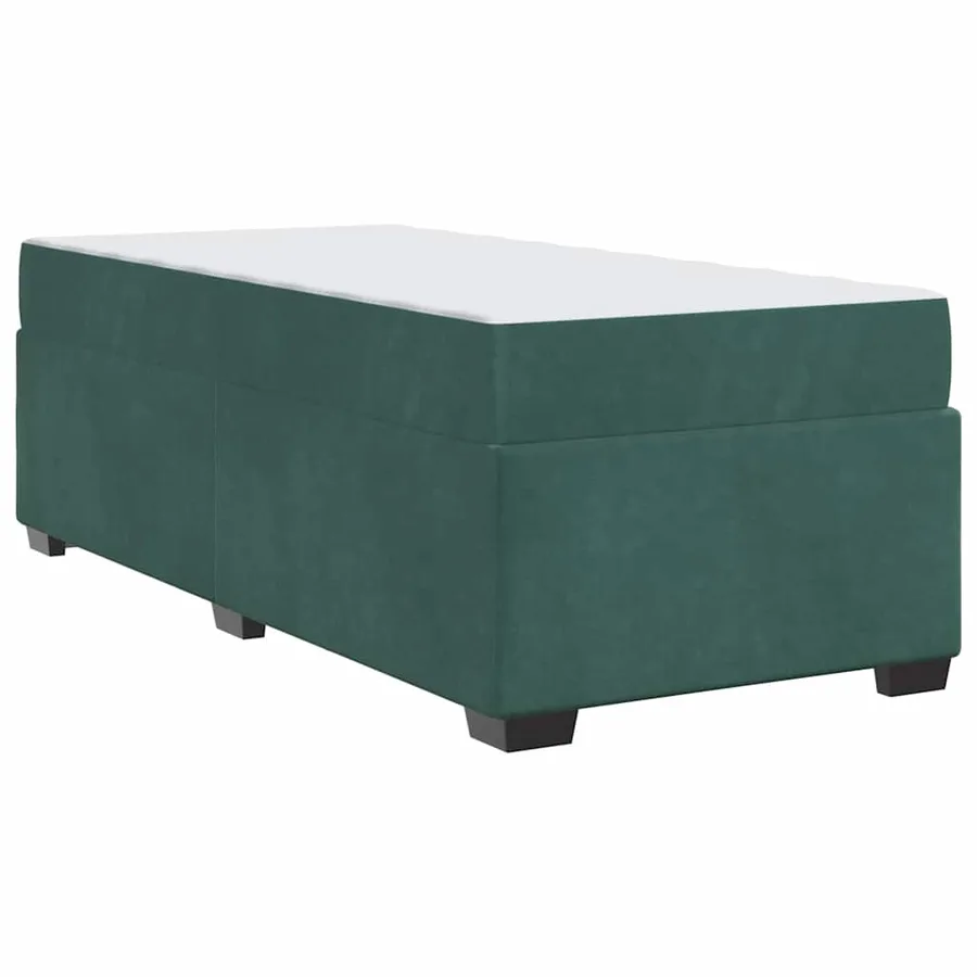 Cadre de lit avec matelas Vert foncé 90 x 200 cm tissu - 7