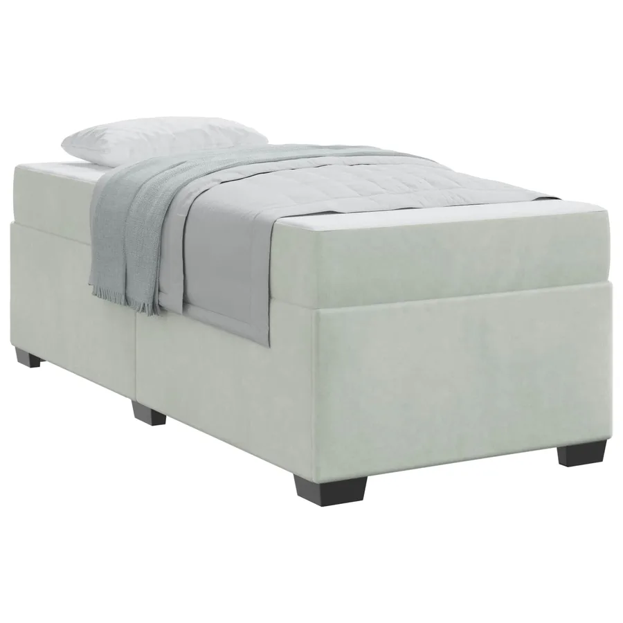 Cadre de lit avec matelas Gris clair 90 x 190 cm tissu - 2