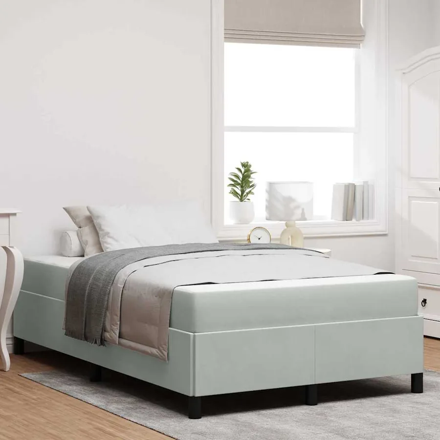 Cadre de lit avec matelas Gris clair 120 x 200 cm tissu