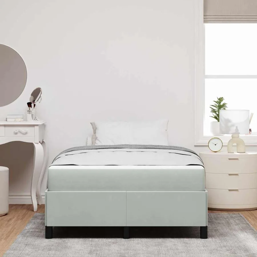 Cadre de lit avec matelas Gris clair 120 x 200 cm tissu - 3
