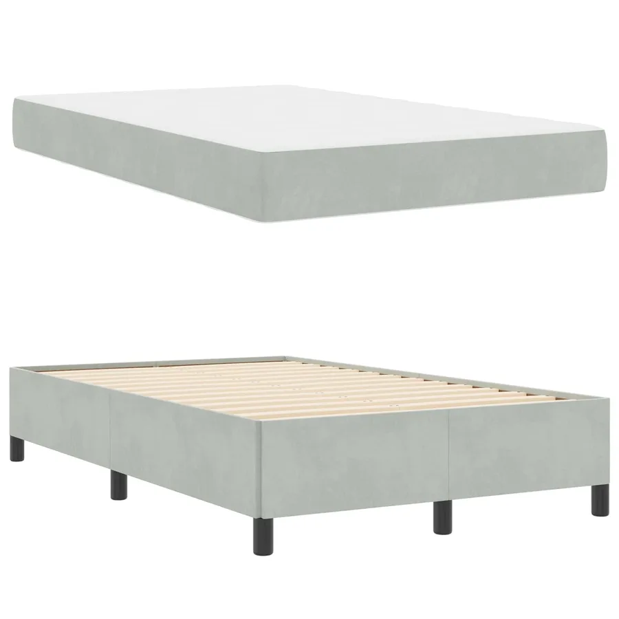Cadre de lit avec matelas Gris clair 120 x 200 cm tissu - 5
