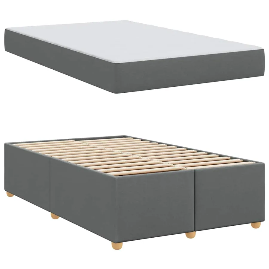 Cadre de lit avec matelas Gris foncé 120 x 200 cm tissu - 4