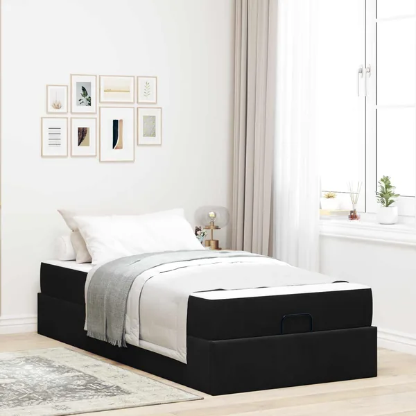 Cadre de lit avec matelas 2 pcs Noir Velours