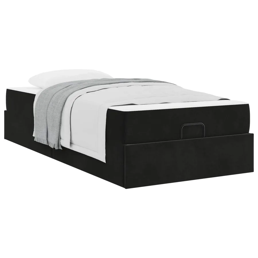Cadre de lit avec matelas 2 pcs Noir Velours - 3