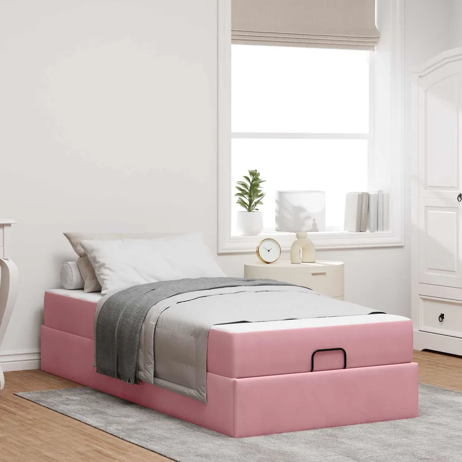 Cadre de lit avec matelas 2 pcs Rose Velours