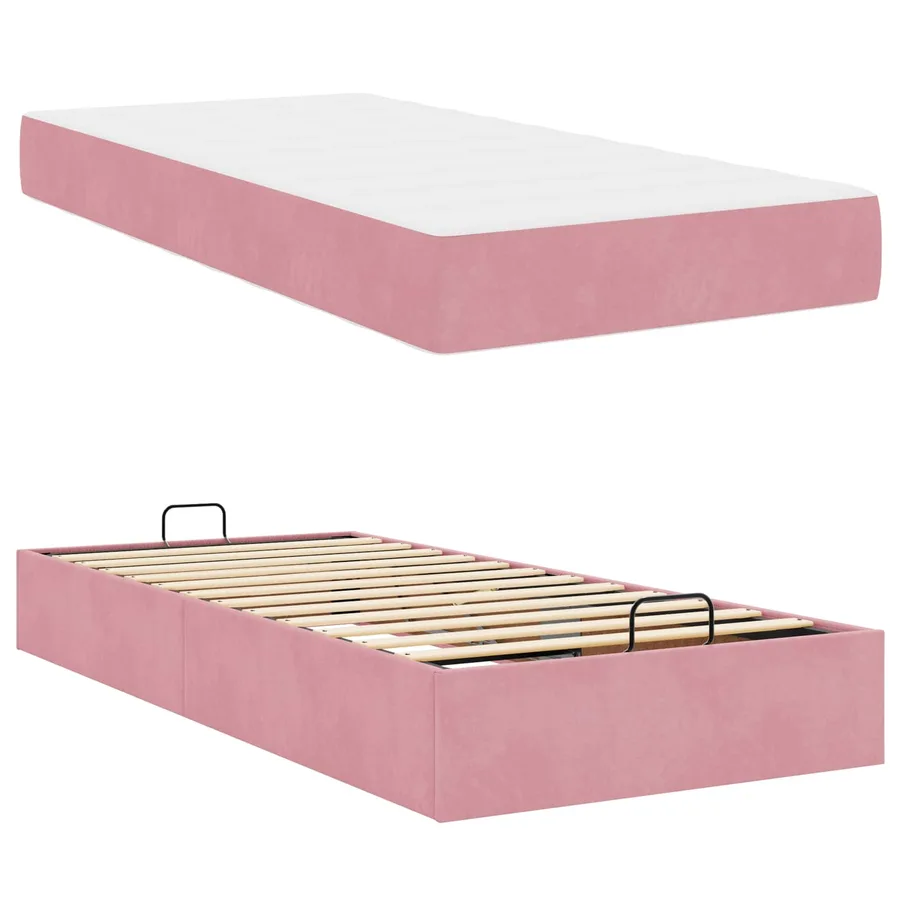 Cadre de lit avec matelas 2 pcs Rose Velours - 5