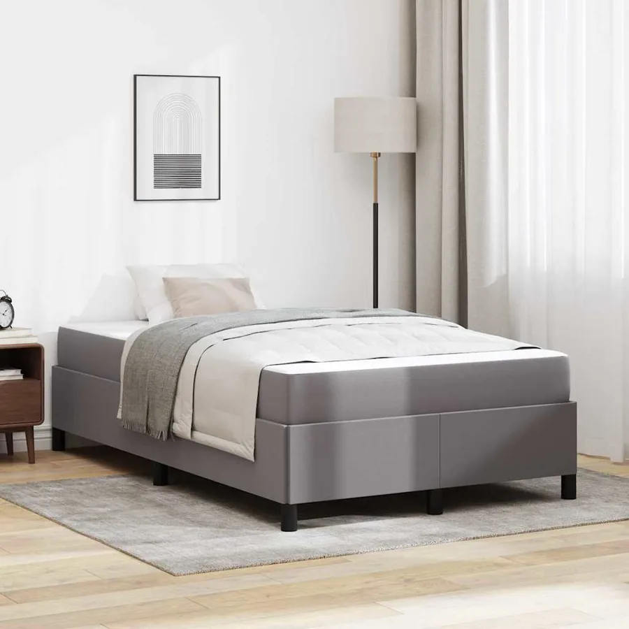 Cadre de lit avec matelas Gris 120 x 200 cm tissu