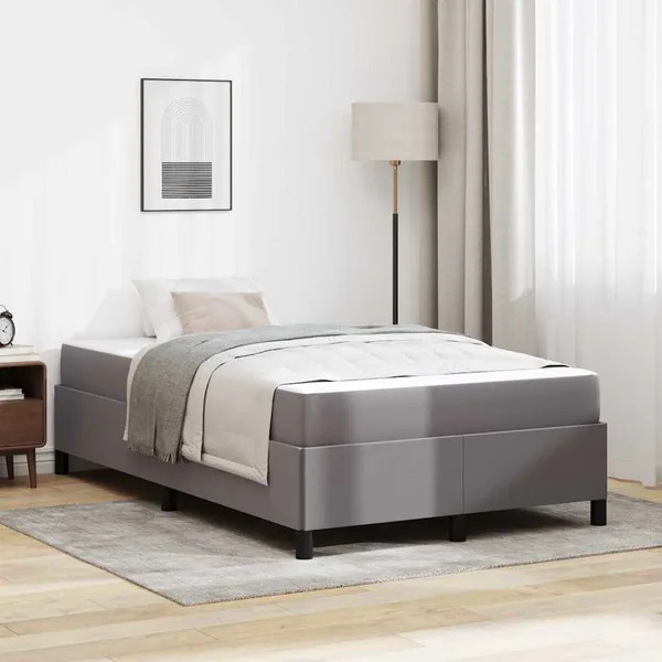 Cadre de lit avec matelas Gris 120 x 200 cm tissu