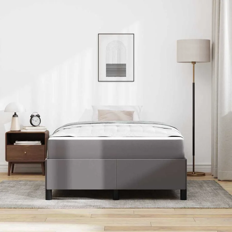 Cadre de lit avec matelas Gris 120 x 200 cm tissu - 3