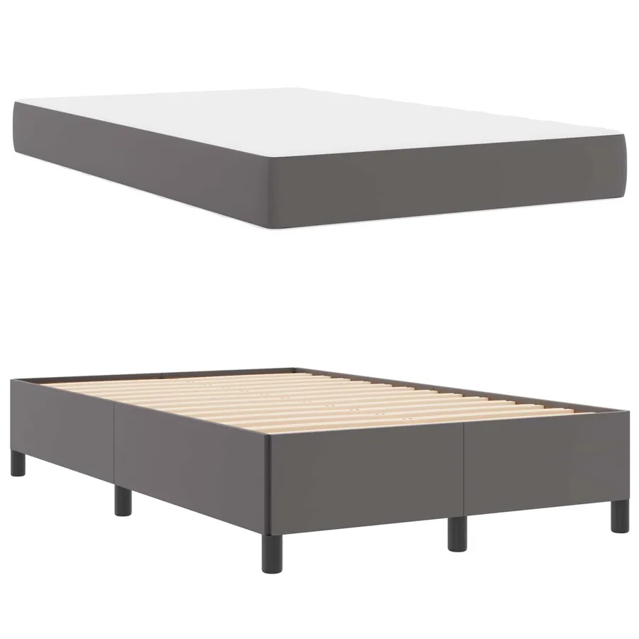 Cadre de lit avec matelas Gris 120 x 200 cm tissu - 5
