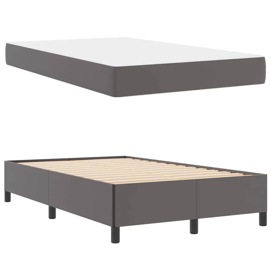 Cadre de lit avec matelas Gris 120 x 200 cm tissu - 6