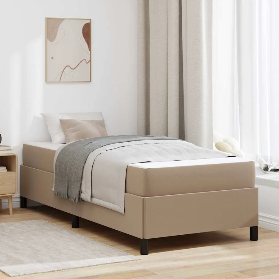 Cadre de lit avec matelas Cappuccino 100 x 200 cm tissu
