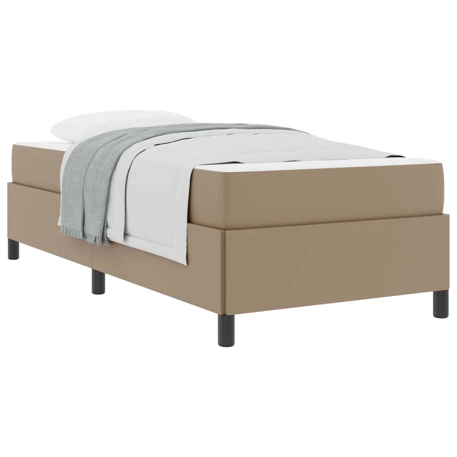 Cadre de lit avec matelas Cappuccino 100 x 200 cm tissu - 2