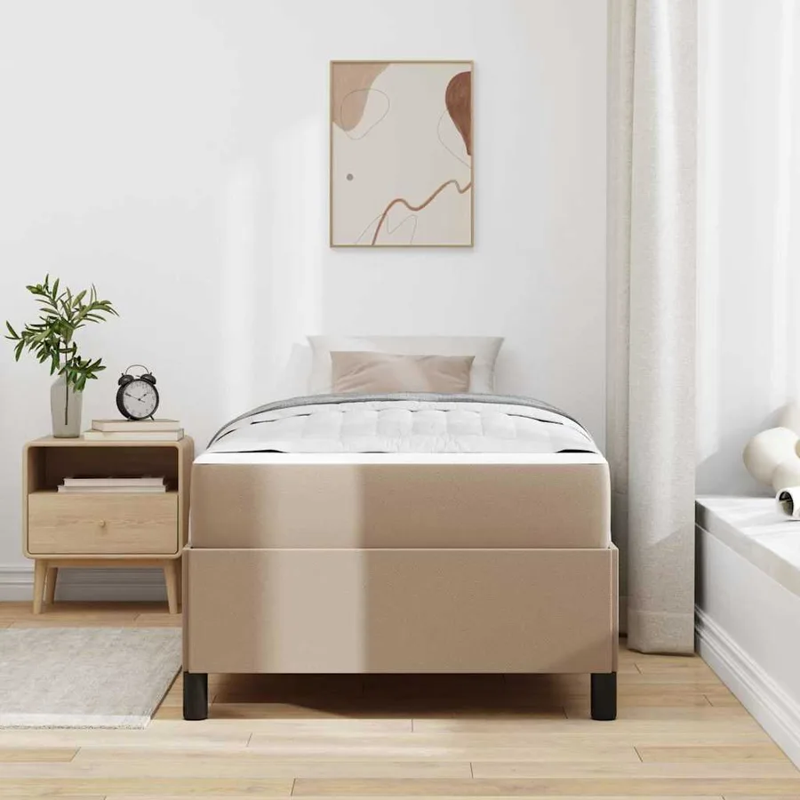Cadre de lit avec matelas Cappuccino 100 x 200 cm tissu - 3