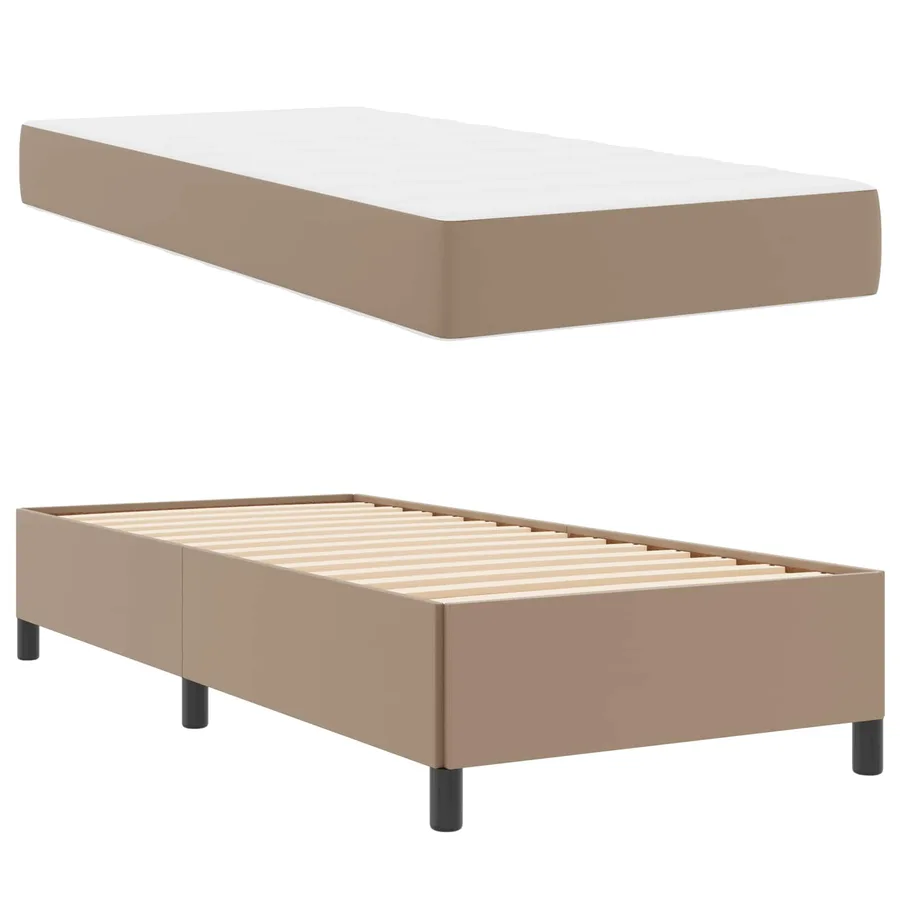 Cadre de lit avec matelas Cappuccino 100 x 200 cm tissu - 5