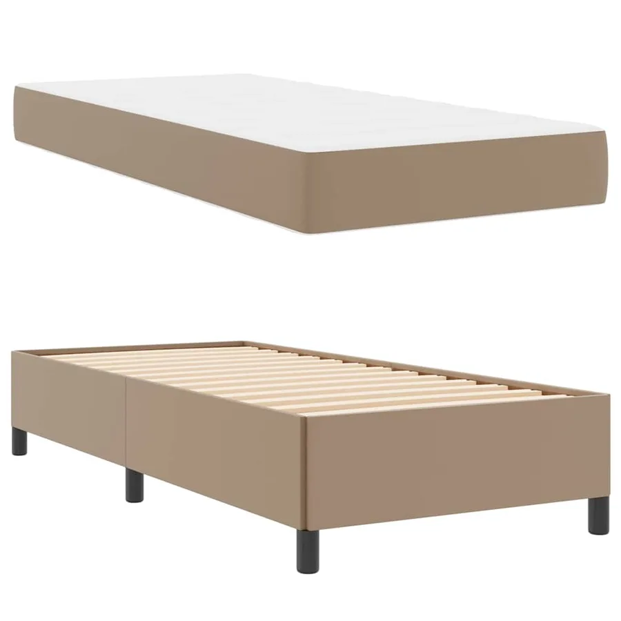 Cadre de lit avec matelas Cappuccino 100 x 200 cm tissu - 6