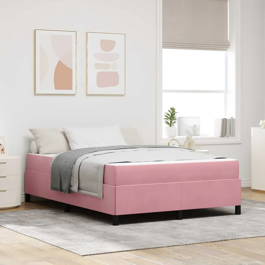 Cadre de lit avec matelas Rose 160 x 200 cm tissu