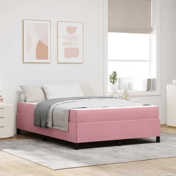 Cadre de lit avec matelas Rose 160 x 200 cm tissu