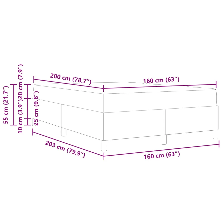 Cadre de lit avec matelas Rose 160 x 200 cm tissu - 13