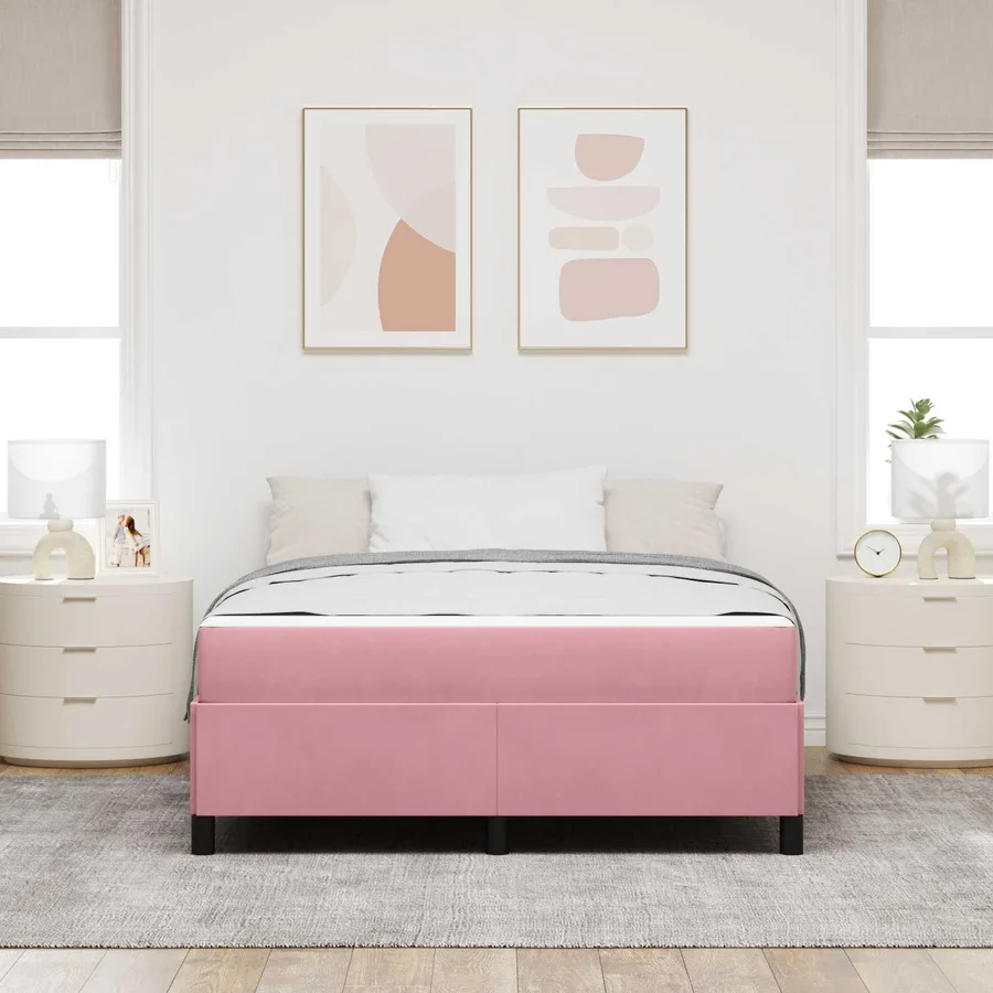 Cadre de lit avec matelas Rose 160 x 200 cm tissu - 4