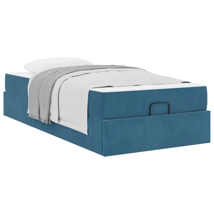 Cadre de lit avec matelas 2 pcs Bleu Velours - 3