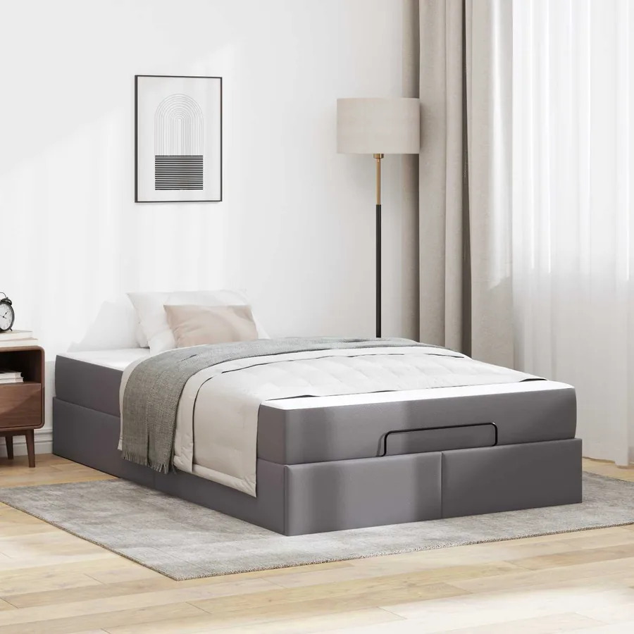 Cadre de lit avec matelas Autre 2 pcs Gris PVC