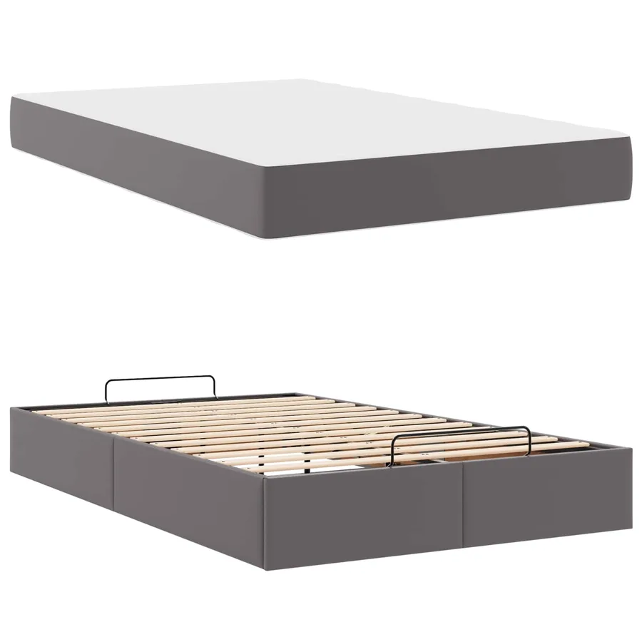 Cadre de lit avec matelas Autre 2 pcs Gris PVC - 5