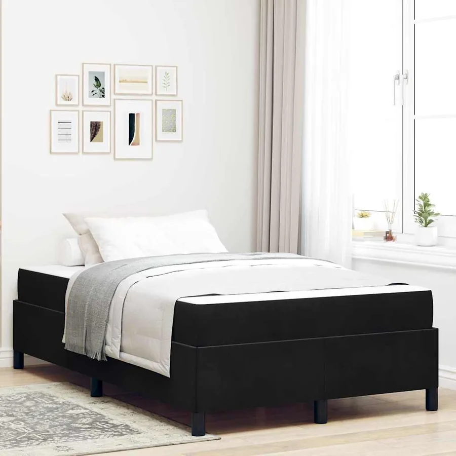 Cadre de lit avec matelas Noir 120 x 200 cm tissu
