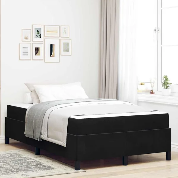 Cadre de lit avec matelas Noir 120 x 200 cm tissu