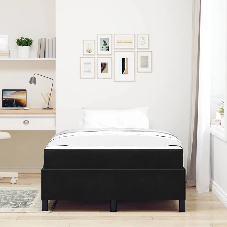 Cadre de lit avec matelas Noir 120 x 200 cm tissu - 3