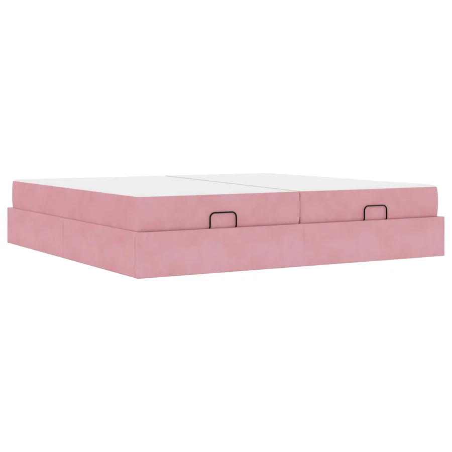 Cadre de lit avec matelas avec matelas 2 pcs Rose Velours - 2